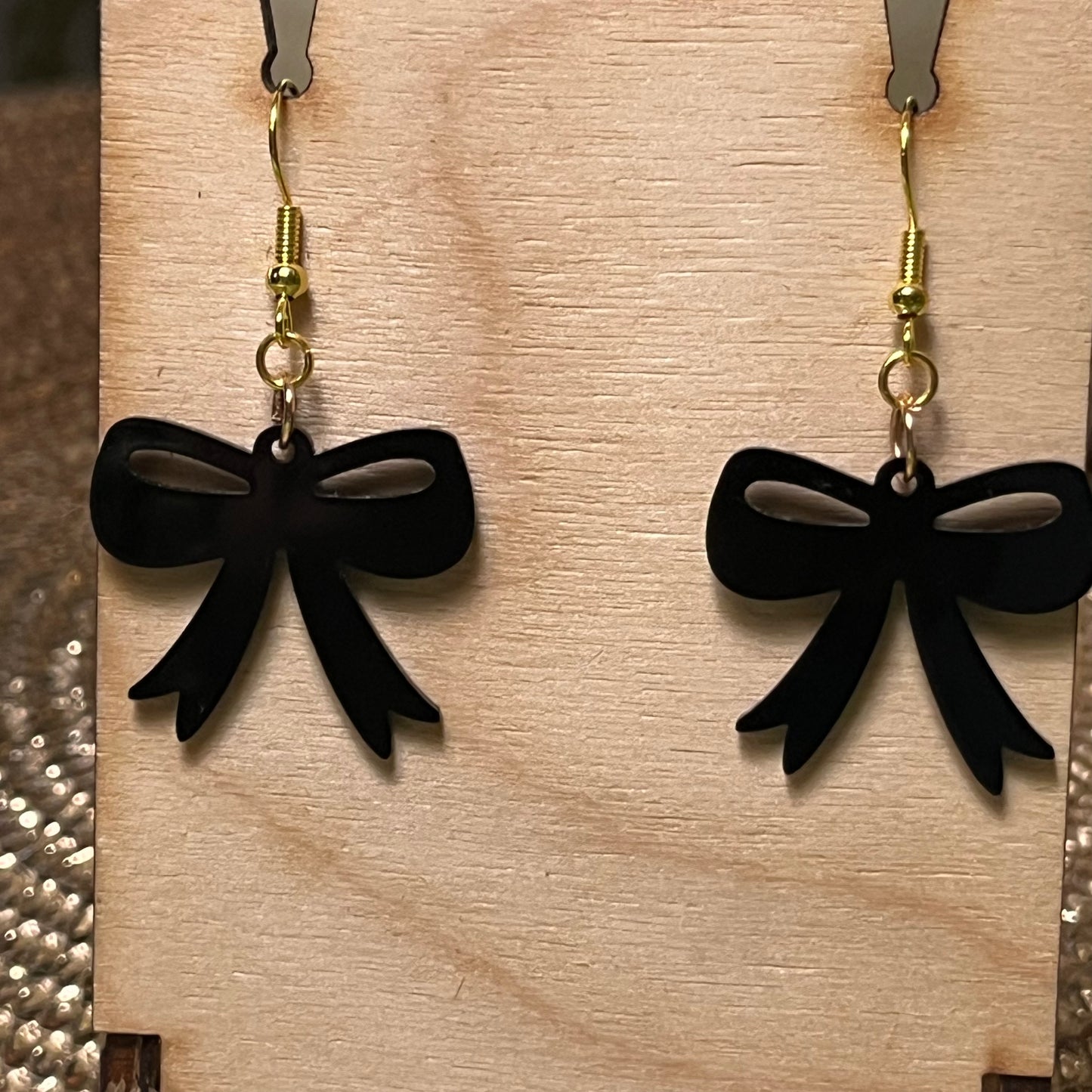 Black Dangle Bow Earrings
