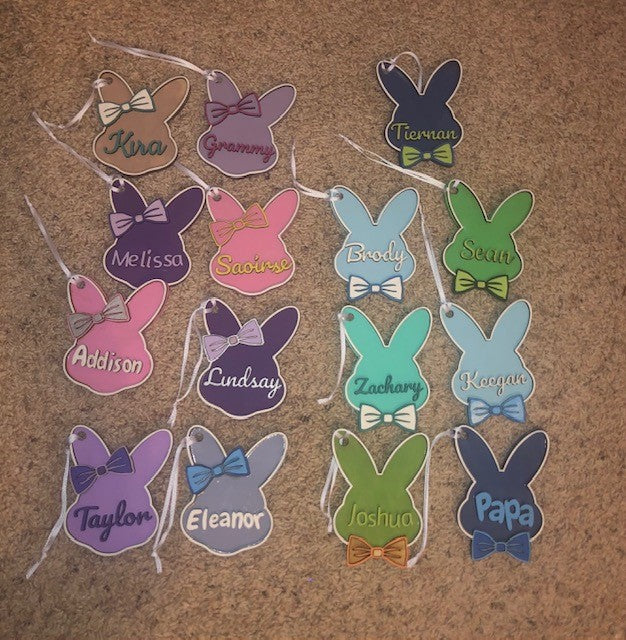 Girl Bow Bunny Nametag