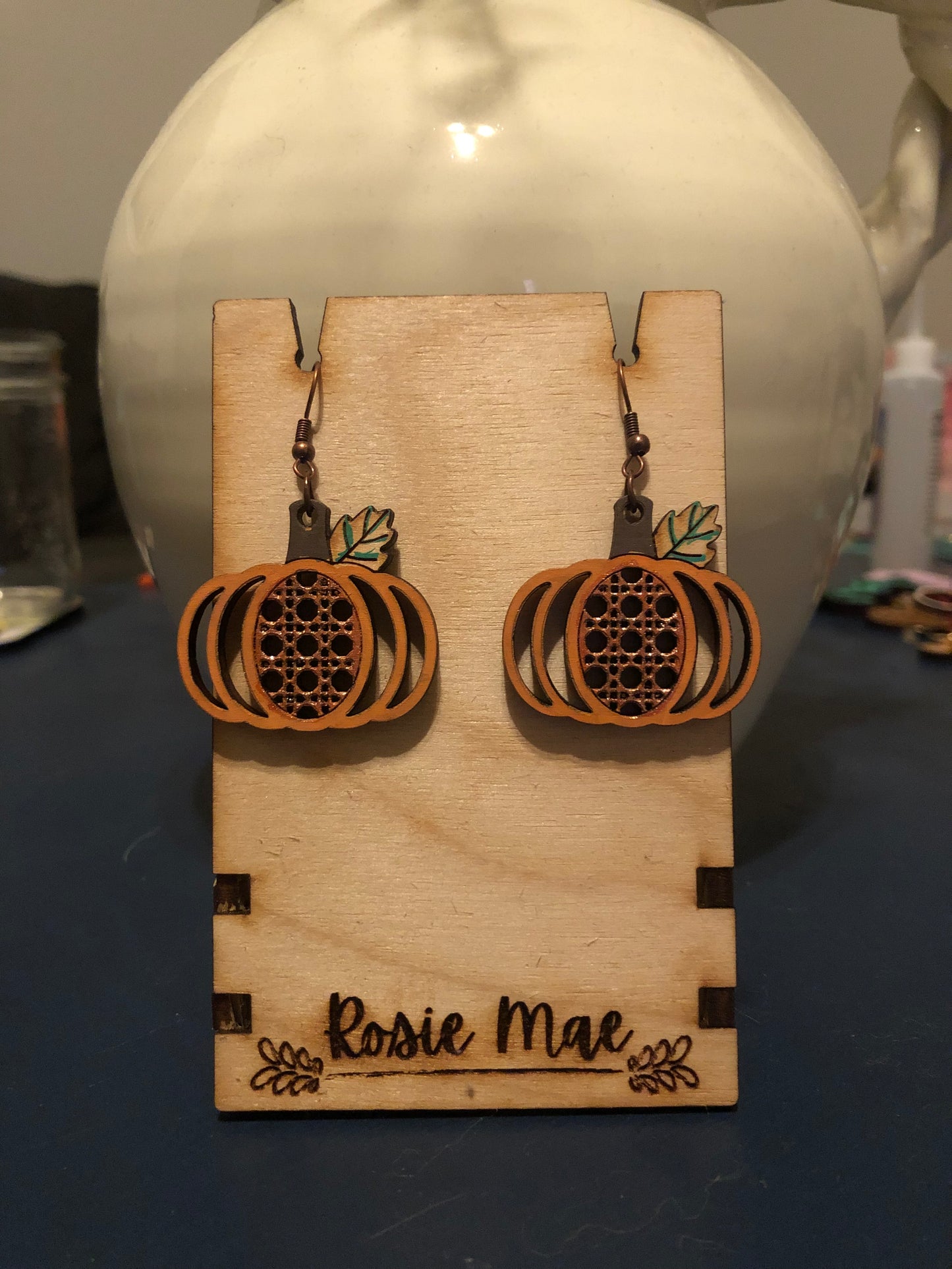 Rattan Cane Pumpkin Earrings