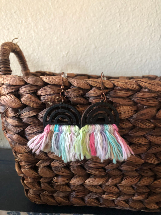 Boho Rainbow Earrings with Fringe